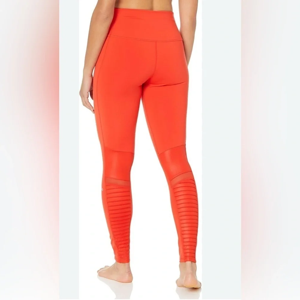 Alo Yoga Women's Size Small 28” High-Waist Mesh Panel Moto Leggings Cherry Red
